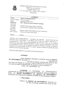 Agravo de Instrumento. Guarda de Menor