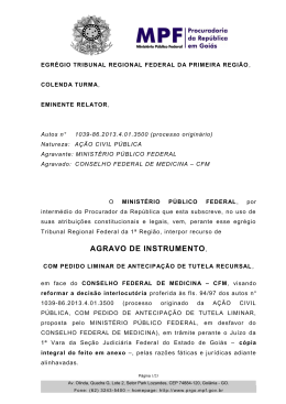 Agravo de Instrumento contra decis&atilde;o liminar na