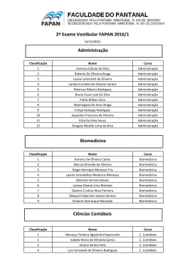 2&ordm; Exame Vestibular FAPAN 2016/1 Administra&ccedil;&atilde;o Biomedicina