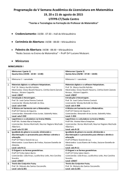 Programa&ccedil;&atilde;o da V Semana Acad&ecirc;mica da Licenciatura