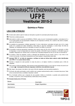 Prova - Qu&iacute;mica e F&iacute;sica