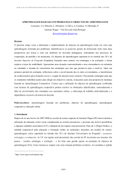 APRENDIZAGEM BASEADA EM PROBLEMAS E OBJECTOS DE