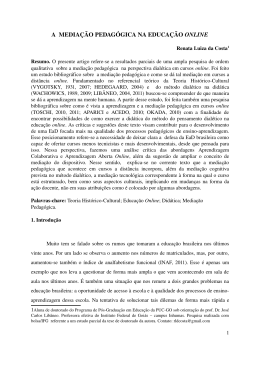 A MEDIA&Ccedil;&Atilde;O PEDAG&Oacute;GICA NA EDUCA&Ccedil;&Atilde;O ONLINE