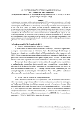 87 AS TECNOLOGIAS NO ENSINO DAS GEOCI&Ecirc;NCIAS 1. Sess&atilde;o