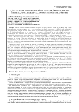 a&ccedil;&otilde;es de mobilidade ciclovi&aacute;ria no munic&iacute;pio de joinville