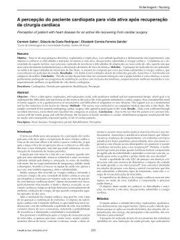 A percep&ccedil;&atilde;o do paciente cardiopata para vida ativa ap&oacute;s