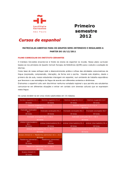 Cursos de espanhol Primeiro semestre 2012