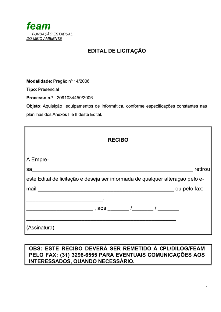 Edital De Licitacao Fundacao Estadual Do Meio Ambiente