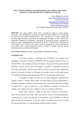 INCLUS&Atilde;O DE SURDOS NO ENSINO REGULAR: ENTRE