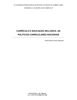 currículo e educação inclusiva: as políticas curriculares