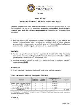 EDITAL Nº 21/2015 Fomento à Pesquisa Vinculada aos Programas