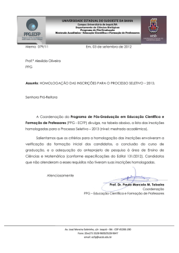 Homologa&ccedil;&atilde;o das inscri&ccedil;&otilde;es