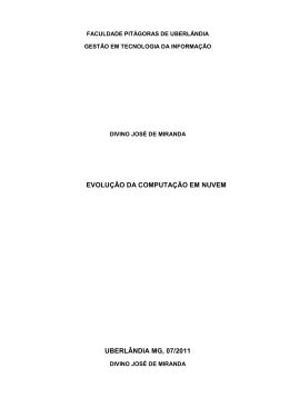 EVOLU&Ccedil;&Atilde;O DA COMPUTA&Ccedil;&Atilde;O EM NUVEM UBERL&Acirc;NDIA MG, 07