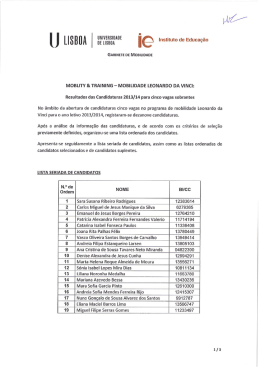 Resultados da candidatura - vagas sobrantes