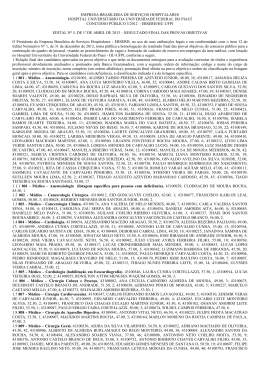 Edital n&ordm; 05 - Resultado final das provas objetivas e