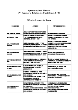 Apresenta&ccedil;&atilde;o de P&ocirc;steres - Universidade Federal de Juiz de Fora