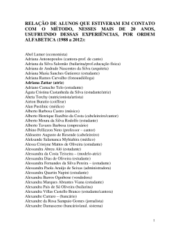 rela&ccedil;&atilde;o de alunos que estiveram em contato com o m&eacute;todo, nesses