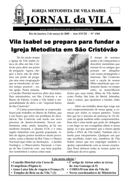 Vila Isabel se prepara para fundar a Igreja Metodista em S&atilde;o