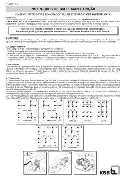 INSTRU&Ccedil;&Otilde;ES DE USO E MANUTEN&Ccedil;&Atilde;O