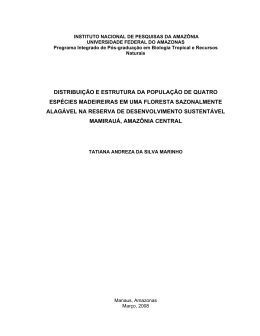 distribui&ccedil;&atilde;o e estrutura da popula&ccedil;&atilde;o de quatro esp&eacute;cies