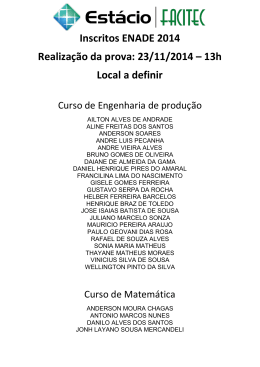 Inscritos ENADE 2014 Realização da prova: 23/11/2014