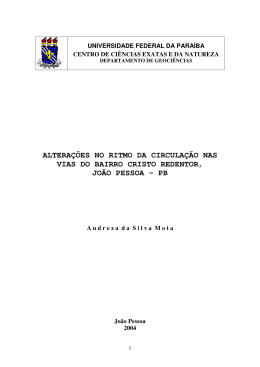 Altera&ccedil;&otilde;es no Ritmo da Circula&ccedil;&atilde;o nas Vias do Bairro Cristo Redentor
