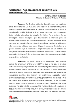 ARBITRAGEM NAS RELA&Ccedil;&Otilde;ES DE CONSUMO - BDJur