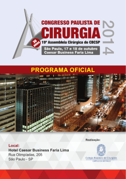 Programa - COL&Eacute;GIO BRASILEIRO DE CIRURGI&Otilde;ES CAP&Iacute;TULO