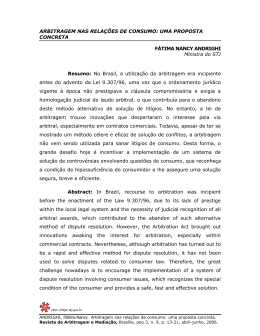 ARBITRAGEM NAS RELA&Ccedil;&Otilde;ES DE CONSUMO: UMA