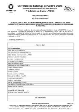 EDITAL N&ordm; 12/2014-DIRAC - Universidade Estadual do Centro