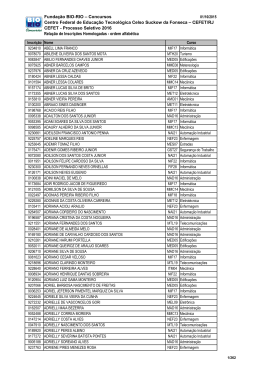 Relação Final da Homologação de Inscrição