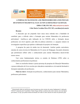 a forma&ccedil;&atilde;o matem&aacute;tica de professores dos anos iniciais do