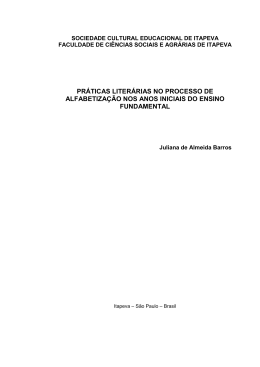 pr&aacute;ticas liter&aacute;rias no processo de alfabetiza&ccedil;&atilde;o nos