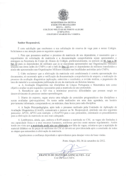 Carta aos Responsáveis - Colégio Militar de Porto Alegre