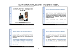 aula 7. recrutamento, sele&ccedil;&atilde;o e avalia&ccedil;&atilde;o de pessoal