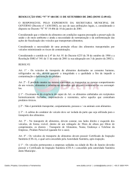 RESOLU&Ccedil;&Atilde;O SMG &ldquo;N&rdquo; N&ordm; 604 DE 11 DE SETEMBRO DE 2002