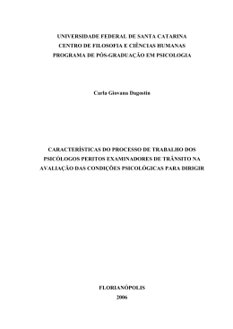 Características do processo de trabalho dos Psicólogos Peritos