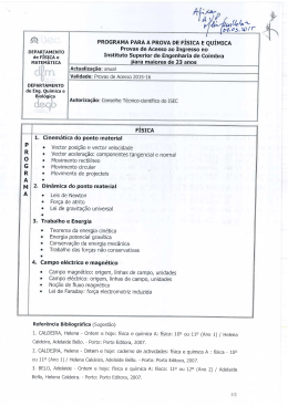 Programas de F&iacute;sica e Qu&iacute;mica - Instituto Superior de Engenharia