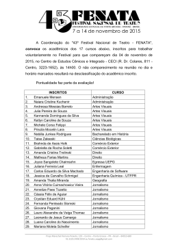 Edital de Inscritos para sele&ccedil;&atilde;o de Volunt&aacute;rios do FENATA