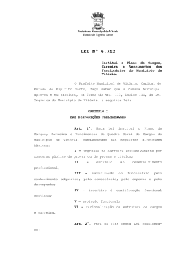 Lei 6752 &ndash; Institui o PCCV do Munic&iacute;pio de Vit&oacute;ria