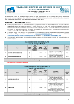 Edital - Faculdade de Direito de S&atilde;o Bernardo do Campo