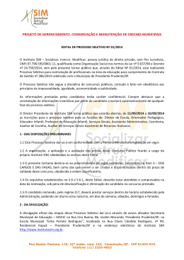 Edital de Processo Seletivo n&ordm; 01/2014 &ndash; Presidente