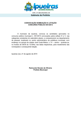 convocação nomeação e lotação - Governo Municipal de Ipueiras