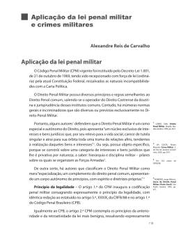 Aplica&ccedil;&atilde;o da lei penal militar e crimes militares