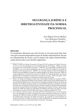 seguran&ccedil;a jur&iacute;dica e irretroatividade da norma processual