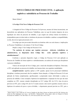 Aplica&ccedil;&atilde;o Supletiva e Subsidi&aacute;ria