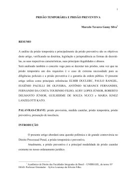 PRIS&Atilde;O TEMPOR&Aacute;RIA E PRIS&Atilde;O PREVENTIVA