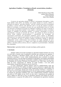 Agricultura Familiar e Tecnologia no Brasil: caracter&iacute;sticas