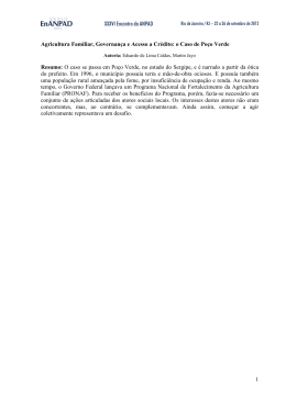 1 Agricultura Familiar, Governan&ccedil;a e Acesso a Cr&eacute;dito: o