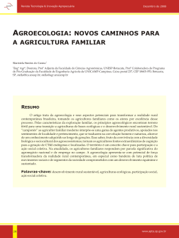 agroecologia: novos caminhos para a agricultura familiar